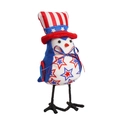 Patriotische Vogelfigur mit US-Flaggen-Hut und Sternmuster für den Unabhängigkeitstag - Roter Streifenhut-Stil