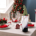 Housse de bouteille de vin gnome de Noël avec chapeau en feutre vert, clochette et barbe - Vert
