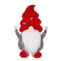 Portacubiertos de gnomo de Navidad rojo y gris con parches de corazón en el sombrero - Corazón