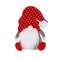 Portacubiertos de gnomo navideño en tela roja y gris con gorro de lunares blancos - Piedra Manchada