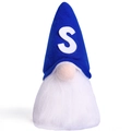 Gnome artisanal du 4 juillet avec bonnet bleu marine et monogramme de lettre S blanc - Style S