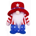 Gnome patriotique du Jour de l'Indépendance USA avec chapeau à étoile et rayures rouges - Rouge