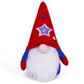 Gnomo patriottico del 4 luglio con stelle sul cappello e lunga barba bianca - Stile Cappello Rosso