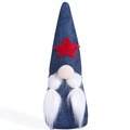 Gnome patriotique assis avec chapeau en denim et étoile rouge pour fête américaine - Style Féminin Bleu