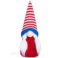 Gnome patriotique en peluche avec chapeau à rayures rouges et blanches pour la Fête nationale - Mère Noël Rouge