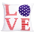 Square Independence Day LOVE pillow with American flag pattern on a white base - LOVE Pillow