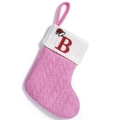 Rosa gestrickte Weihnachtssocke mit weißem Rand und besticktem Buchstaben B Ornament - Buchstabe B
