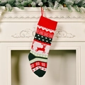 Knitted Christmas stocking with red reindeer and snowflake patterns for holiday decoration - Reindeer Style