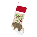 Chaussette de Noël avec broderie ours en 3D et détails en peluche blanche - Ours