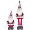 Weihnachtswichtel Set mit Strickmützen und langen Beinen in Rot und Grau Tönen - Weihnachtsmann