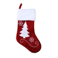 Red Christmas stocking with white faux fur trim and snowflake tree felt appliqué - Christmas Tree