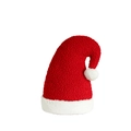 Kerstmuts kussen van rode boucle stof met zachte witte pluche rand en pluizige pompon - 36cm/14.2inch
