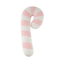 Pink and white striped candy cane plush pillow in soft teddy fleece for Christmas decor - Large Style