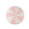 Rosa-weißes rundes Pfefferminz-Bonbonkissen aus weichem Sherpa-Fleece dekoratives Kissen - Spiral-Bonbon-Form / Rosa Kreis