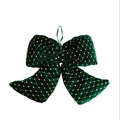 Fiocco natalizio in velluto verde con paillettes dorate e nastro per appendere - ML-O1133/9in