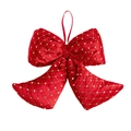 Red velvet Christmas tree bow pendant with gold sequins and diamond stitch pattern - ML-O1137/11.8in