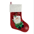 Calza di Natale rossa con bordo in peluche e decorazione di Babbo Natale festivo - Babbo Natale (ML-O1074A)