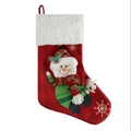 Calza natalizia rossa con pupazzo di neve 3D, bordo in peluche bianco e fiocchi di neve - Pupazzo di Neve (ML-O1074B)