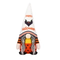 Halloween gnome plush with white hat, Happy Halloween text and orange striped outfit - Female (Braids)