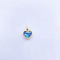 Macro view of heart-shaped copper pendant with iridescent abalone shell and gold plating - 18K Gold Tone Convex Abalone Shell Large Heart