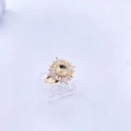 Detailed macro view of golden sunflower ring blank base with crystal petal embellishments - 18K Gold Ring (Without Pearl)