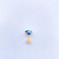 Close-up of fan-shaped pendant with blue shell inlay and gold hollow floral detail - 18K Gold Plated Abalone Shell Pendant Only (Without Chain or Pearl)