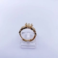 Detailed crown claw setting and hollow engraved ring base in golden finish - Lace Crown Style (Without Pearl) / 18K Gold