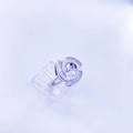 Dettaglio della montatura per anello a forma di fiore in rame argentato con zircone - Colore Platino