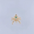 Detalle del colgante de araña con gema verde y pavé de circonitas blancas en oro - Colgante de oro de 18K (sin cadena de perlas)
