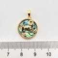 Detailaufnahme des Widder-Sternzeichen-Anhängers mit Abalone-Einlage und Messskala - Widder Abalone-Schale