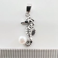 Detailed seahorse pendant with a central pearl inlay and silver-tone metal texture - Silver Seahorse