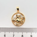 Makroaufnahme eines 2,3 cm Goldanhängers mit Perlmutt und Zirkonia für DIY-Schmuck - Steinbock Weißes Perlmutt
