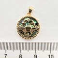 Detail von Krebs Sternzeichen Anhänger aus Abalone-Muschel mit Goldrand und Skala - Krebs Abalone-Schale