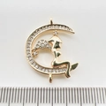 14K vergoldeter Fee-auf-Mond-Anhänger mit Zirkonia und Doppelösen für DIY-Schmuckherstellung - Engel Mond Weißer Zirkonia