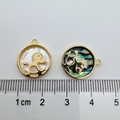 18K vergoldete Pferdeanhänger mit Perlmutt und Abalone-Muschel in runder Form - Schaukelpferd-Stil (Abalone-Muschel)