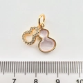 18k gold plated double gourd jewelry pendant with pink stone and white crystals - Pave Gourd