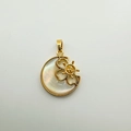 18K gold-plated moon and cherry blossom pendant with white mother-of-pearl inlay - Cherry Blossom