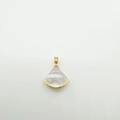 18K gold-plated fan-shaped pendant featuring white shell inlay and a small diamond accent - Fan / Fan Shape (White Shell)