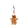 Gingerbread man felt ornament with pink heart blush and red ribbon hanging string - No Letter(ML-01456)