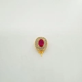 Macro shot of oval red gemstone pendant base with double cubic zirconia halo for DIY jewelry - Pendant Only (Without Chain) - Gold