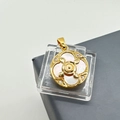 Golden 925 silver rotatable pendant featuring shell floral inlay and zircon accents - Pendant Only (Without Chain)
