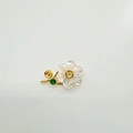 Detailed view of S925 shell flower pin with yellow gemstone and gold leaf accents - Pendant / Without Pearl and Chain / Gold