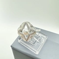 Anello stella polare in argento con perla centrale e madreperla con micro-diamanti incastonati - Base per Anello Stella Polare / Anello - Colore Argento (Senza Perla)