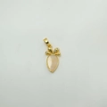 18K gold-plated carrot charm with pink shell inlay and zircon accents on white background - Carrot Gold (White Shell)