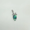 Carrot shaped silver pendant featuring iridescent shell inlay and diamond accents - Carrot Silver (Abalone Shell)