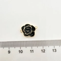 18K gold-plated black enamel camellia flower connector for DIY jewelry making - 18K Small Camellia (Black)