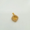 S925 silver needle pendant base with double halo cubic zirconia in bright gold - Pendant Setting Only (Without Pearl and Chain)