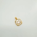18K vergoldeter Anhänger aus natürlicher Muschel mit Smiley für DIY Schmuckherstellung - Lächeln (Quadratisch Gold)