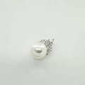 Close-up of pearl pendant with 18K gold plated crown base and sparkling zircon accents - Silver Pendant Only (Without Chain) / Silver