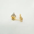 Detail of 18K gold-plated crown earrings with cubic zirconia and pearl base - Gold Earring Post / Gold